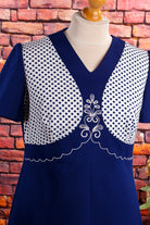 70s Kleid blau Punkte
