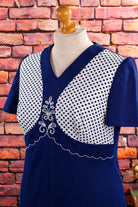70s Kleid blau Punkte