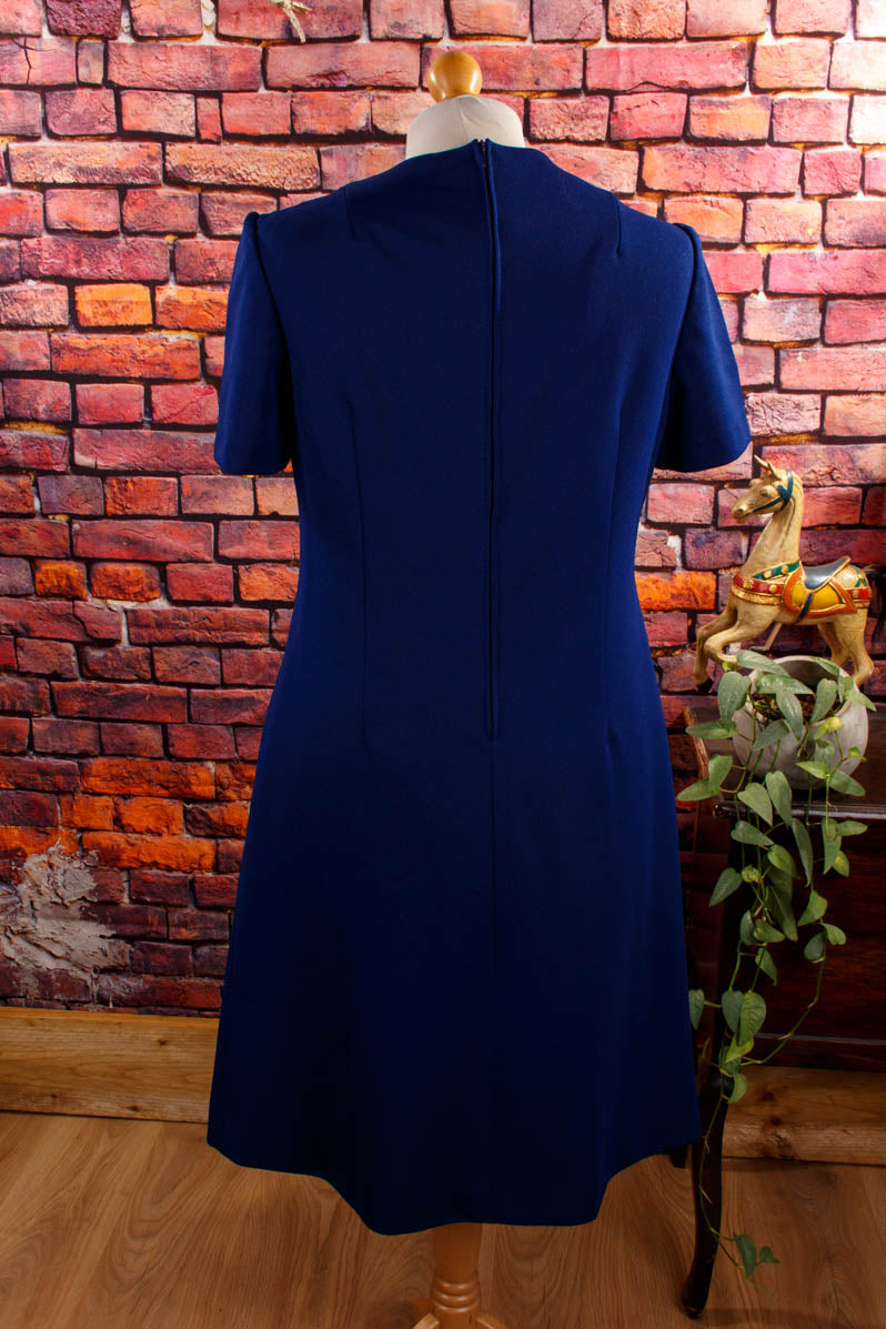 70s Kleid blau Punkte