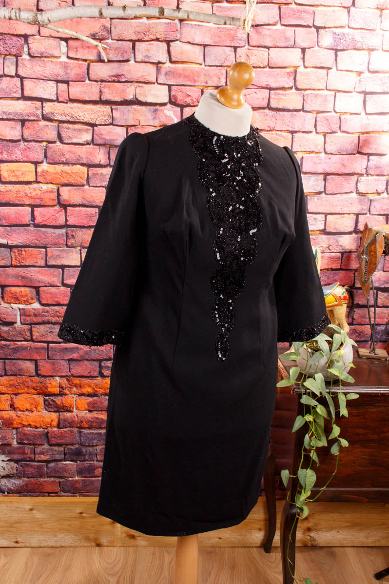 60s Disco Kleid schwarz Spitzbrust