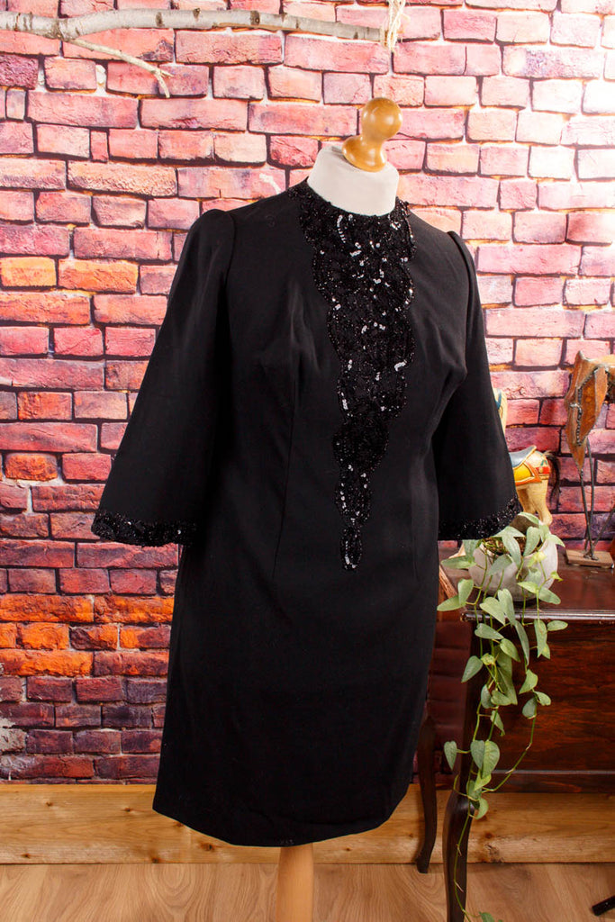 60s Disco Kleid schwarz Spitzbrust Default Title 60er Abendmode Disco Frau L 44-46 real-disco real-rockabilly Rockabilly Schlager schwarz Special vintageberlin.de