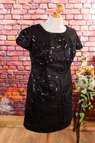 60s Minikleid schwarz Pailletten