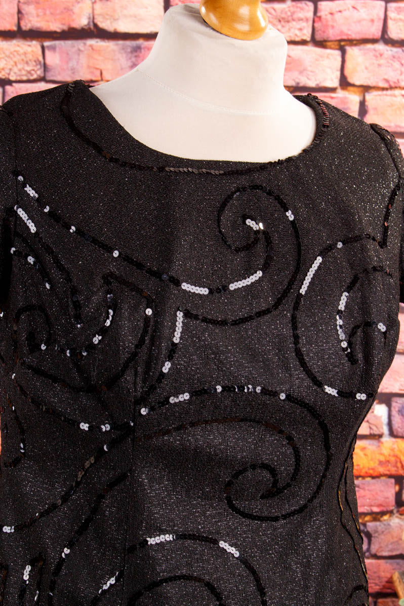 60s Minikleid schwarz Pailletten