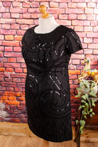 60s Minikleid schwarz Pailletten
