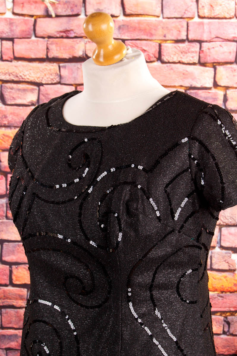 60s Minikleid schwarz Pailletten