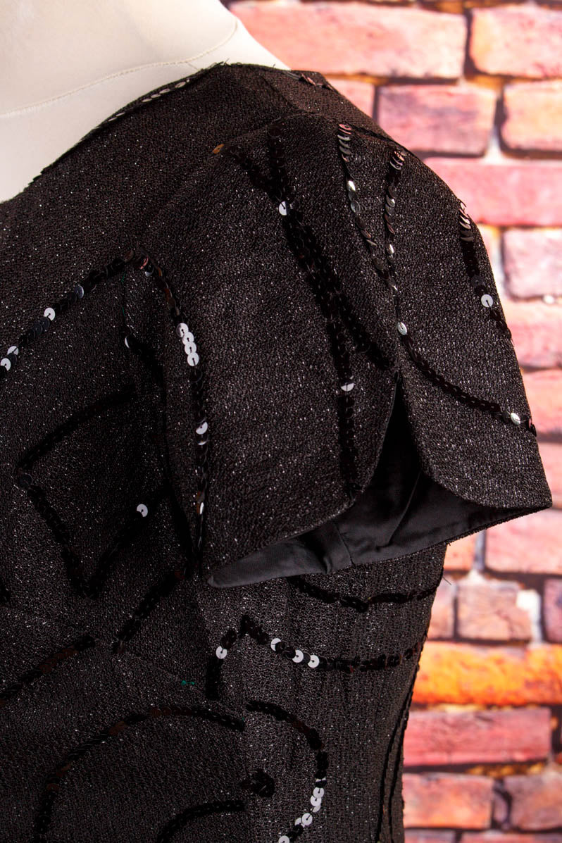 60s Minikleid schwarz Pailletten