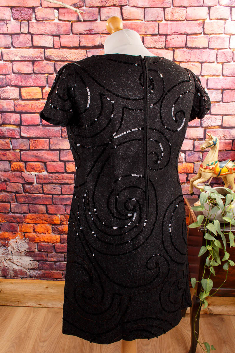 60s Minikleid schwarz Pailletten