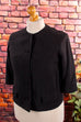 60s Leinen Jacke schwarz 60er Frau M 40-42 Rockabilly schwarz Sekretärin vintageberlin.de