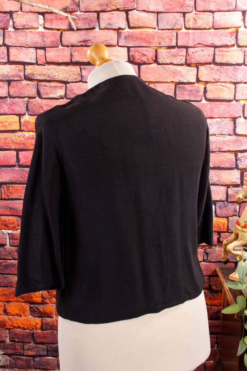 60s Leinen Jacke schwarz