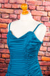 Cocktaikleid tü+rkis Chiffon 80er 90er Abendmode blau Disco Frau S 36-38 türkis vintageberlin.de