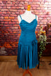Cocktaikleid tü+rkis Chiffon 80er 90er Abendmode blau Disco Frau S 36-38 türkis vintageberlin.de