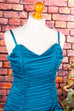 Cocktaikleid tü+rkis Chiffon 80er 90er Abendmode blau Disco Frau S 36-38 türkis vintageberlin.de
