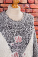 Strickpulli meliert mit Rose 80er 90er Frau grau L 44-46 M 40-42 vintageberlin.de