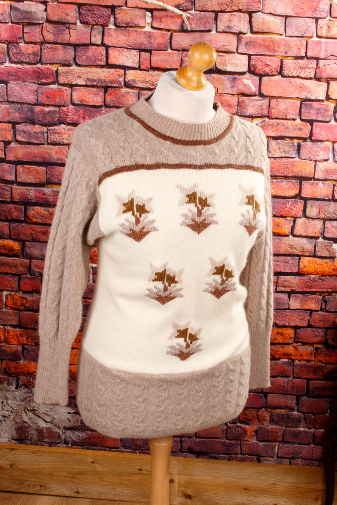 Strickpulli beige Angora Default Title 90er beige braun Frau M 40-42 Special vintageberlin.de