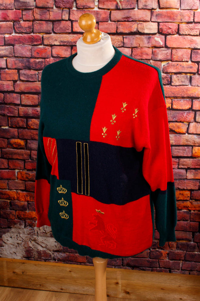 Winterpulli rot grün Wolle Angora Default Title 90er bunt Frau grün L 44-46 M 40-42 rot Special vintageberlin.de