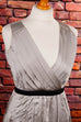 Tommy Hilfiger Seidenkleid silber Abendmode Designer Frau grau silber Special XS 32-34 vintageberlin.de