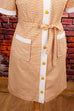 Schürzenkleid beige Megakragen 60er 70er beige Disco Frau M 40-42 real-disco real-rockabilly Rockabilly Schlager Sekretärin Special vintageberlin.de