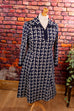 70s Schlagerkleid blau Muster 70er blau Disco Frau L 44-46 Rockabilly Schlager Special vintageberlin.de