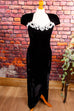 Samt Abendkleid schwarz eng 80er 90er Abendmode Boho Frau Gothic S 36-38 schwarz Special vintageberlin.de