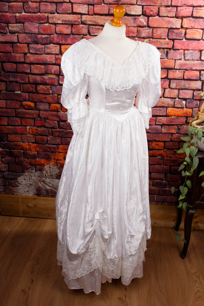 80er Brautkleid weiß Satin Default Title 80er Frau Hochzeit S 36-38 Special weiß XS 32-34 vintageberlin.de