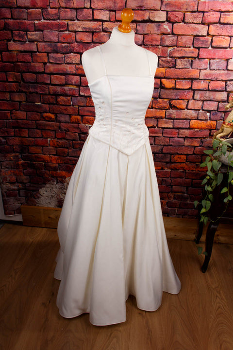 elegantes Brautkleid ivory Default Title beige Frau Hochzeit S 36-38 Special weiß vintageberlin.de