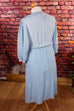 taubenblaues Kleid Wollmix 80er blau Disco Frau grau L 44-46 M 40-42 real-80er Rockabilly Special vintageberlin.de