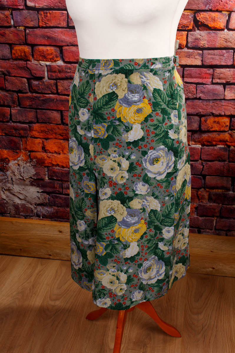Vintage Seidenrock Blumenmuster