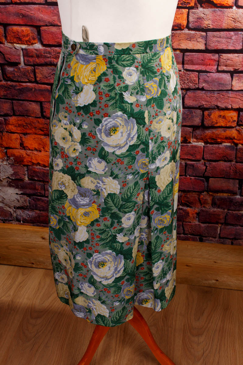 Vintage Seidenrock Blumenmuster