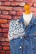 upcycled Denim Weste 90er blau Boho Designer Frau Hippie M 40-42 Rockabilly S 36-38 Special vintageberlin.de