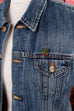 upcycled Denim Weste Klaviatur 90er blau Disco Frau M 40-42 Rockabilly Special vintageberlin.de