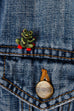 upcycled Denim Weste Klaviatur 90er blau Disco Frau M 40-42 Rockabilly Special vintageberlin.de