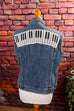 upcycled Denim Weste Klaviatur 90er blau Disco Frau M 40-42 Rockabilly Special vintageberlin.de
