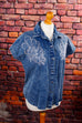 80s Jeans Bluse bestickt Default Title 80er blau Disco Frau M 40-42 Rockabilly Special vintageberlin.de
