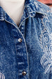 80s Jeans Bluse bestickt 80er blau Disco Frau M 40-42 Rockabilly Special vintageberlin.de