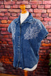 80s Jeans Bluse bestickt 80er blau Disco Frau M 40-42 Rockabilly Special vintageberlin.de
