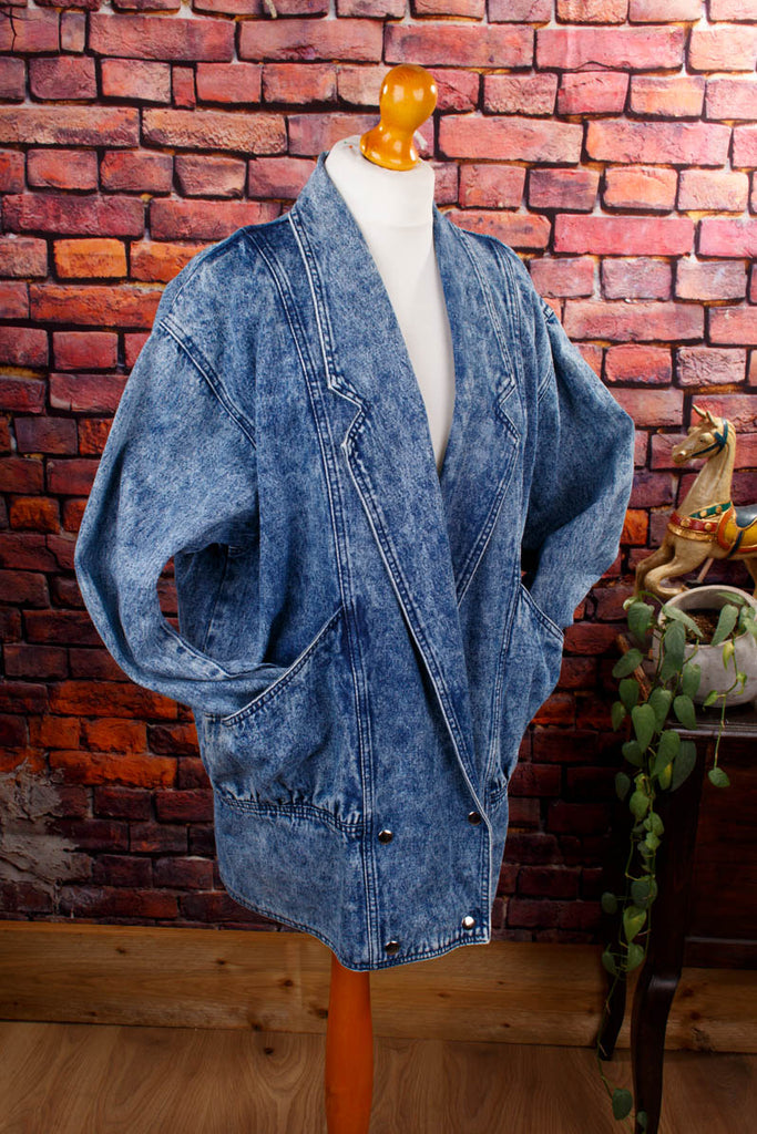 80er Disco Jeansjacke Fledermaus Default Title 80er blau Disco Frau M 40-42 real-80er Rockabilly Special vintageberlin.de