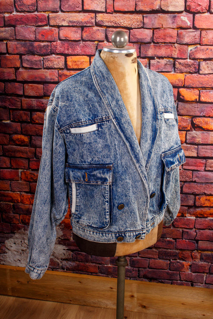 80er Disco Jeansjacke Marmorwaschung Default Title 80er blau Disco M 48-50 Mann real-80er Rockabilly Special vintageberlin.de
