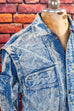 80er Jeansjacke abnehmbare Ärmel 80er blau Disco M 48-50 Mann real-80er Rockabilly Special vintageberlin.de