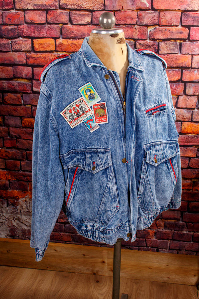 80er Jeansjacke Patches Default Title 80er blau Disco L 52-54 Mann real-80er Rockabilly Special vintageberlin.de