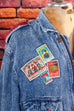 80er Jeansjacke Patches 80er blau Disco L 52-54 Mann real-80er Rockabilly Special vintageberlin.de