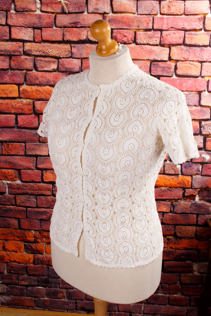 60s Häkeltop Shanghai Default Title 50er 60er Frau M 40-42 real-rockabilly Rockabilly Sekretärin Special weiß vintageberlin.de