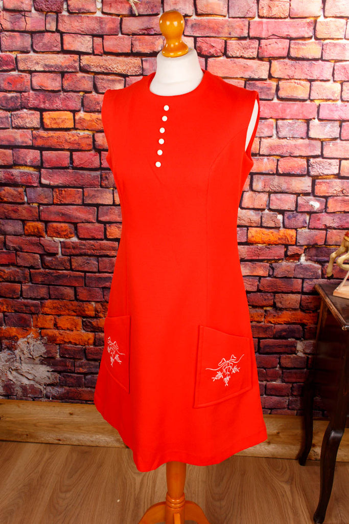 60s Kleid orangerot