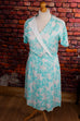 80er Sommerkleid türkis Muster Default Title 70er 80er Disco Frau L 44-46 M 40-42 real-80er real-rockabilly Rockabilly Special türkis weiß vintageberlin.de