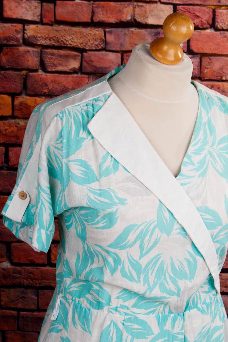 80er Sommerkleid türkis Muster