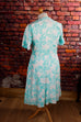 80er Sommerkleid türkis Muster 70er 80er Disco Frau L 44-46 M 40-42 real-80er real-rockabilly Rockabilly Special türkis weiß vintageberlin.de