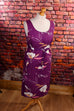 Boho Kittelkleid lila Muster 70er 80er Boho Frau lila M 40-42 Rockabilly Special vintageberlin.de