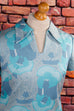 70er Disco Kleid blau Muster 60er 70er blau Disco Frau M 40-42 real-disco Schlager Special vintageberlin.de