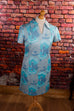 70er Disco Kleid blau Muster 60er 70er blau Disco Frau M 40-42 real-disco Schlager Special vintageberlin.de
