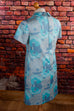 70er Disco Kleid blau Muster 60er 70er blau Disco Frau M 40-42 real-disco Schlager Special vintageberlin.de
