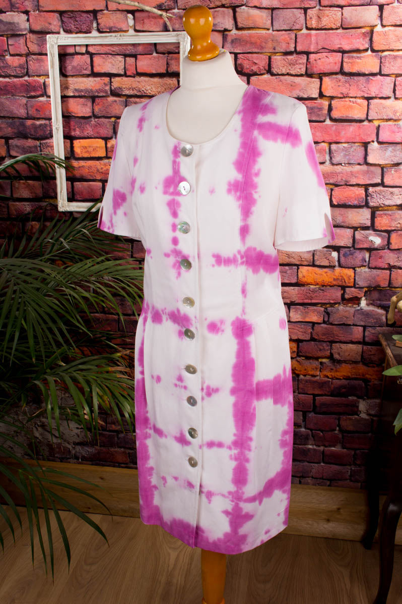 90er Batik Etuikleid pink